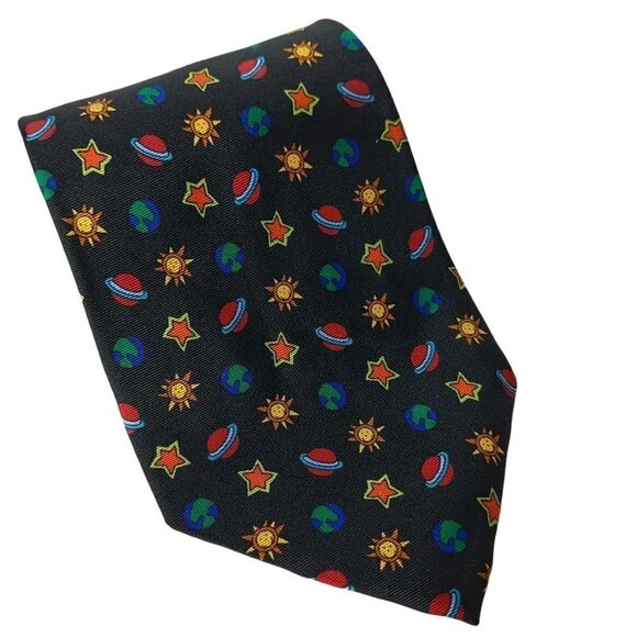 Save The Children Unity Outer Space Planets Stars Melody Age 15 Silk Necktie - Picture 1 of 7
